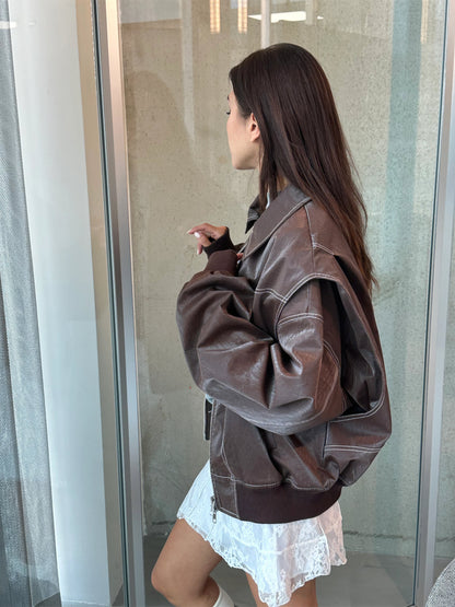 Rosie - Leather Bomber Jacket