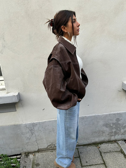 Rosie - Leather Bomber Jacket