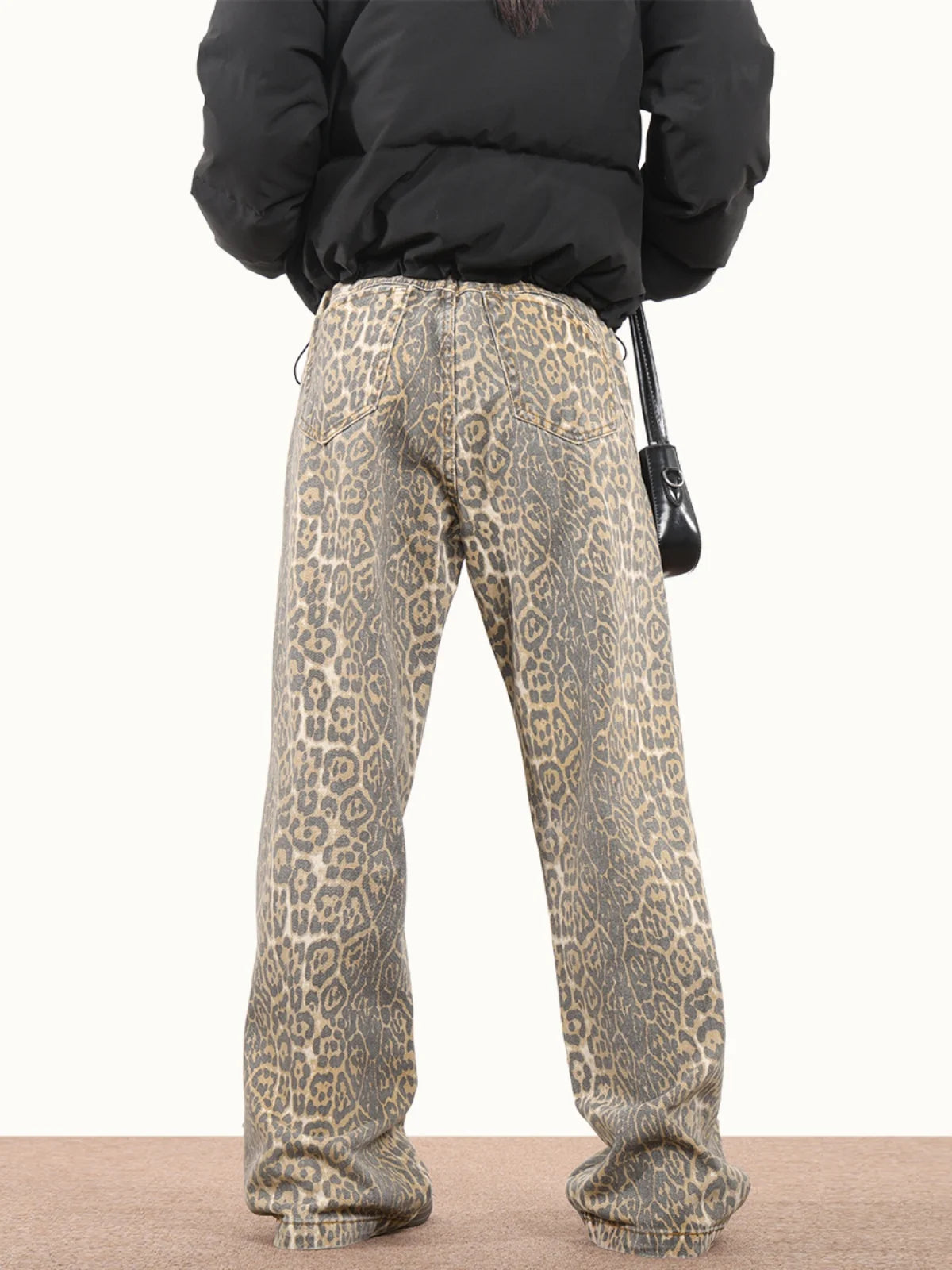 Bibi - Oversized Denim Leopard Pants