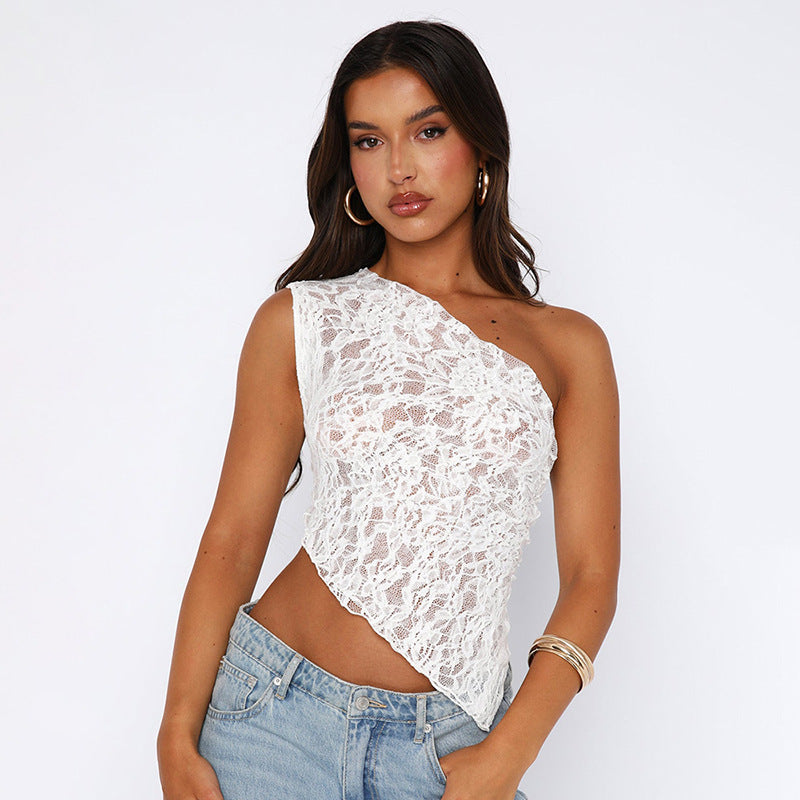 Fay - One shoulder Lace Top