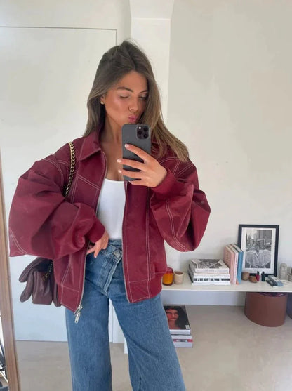 Rosie - Leather Bomber Jacket