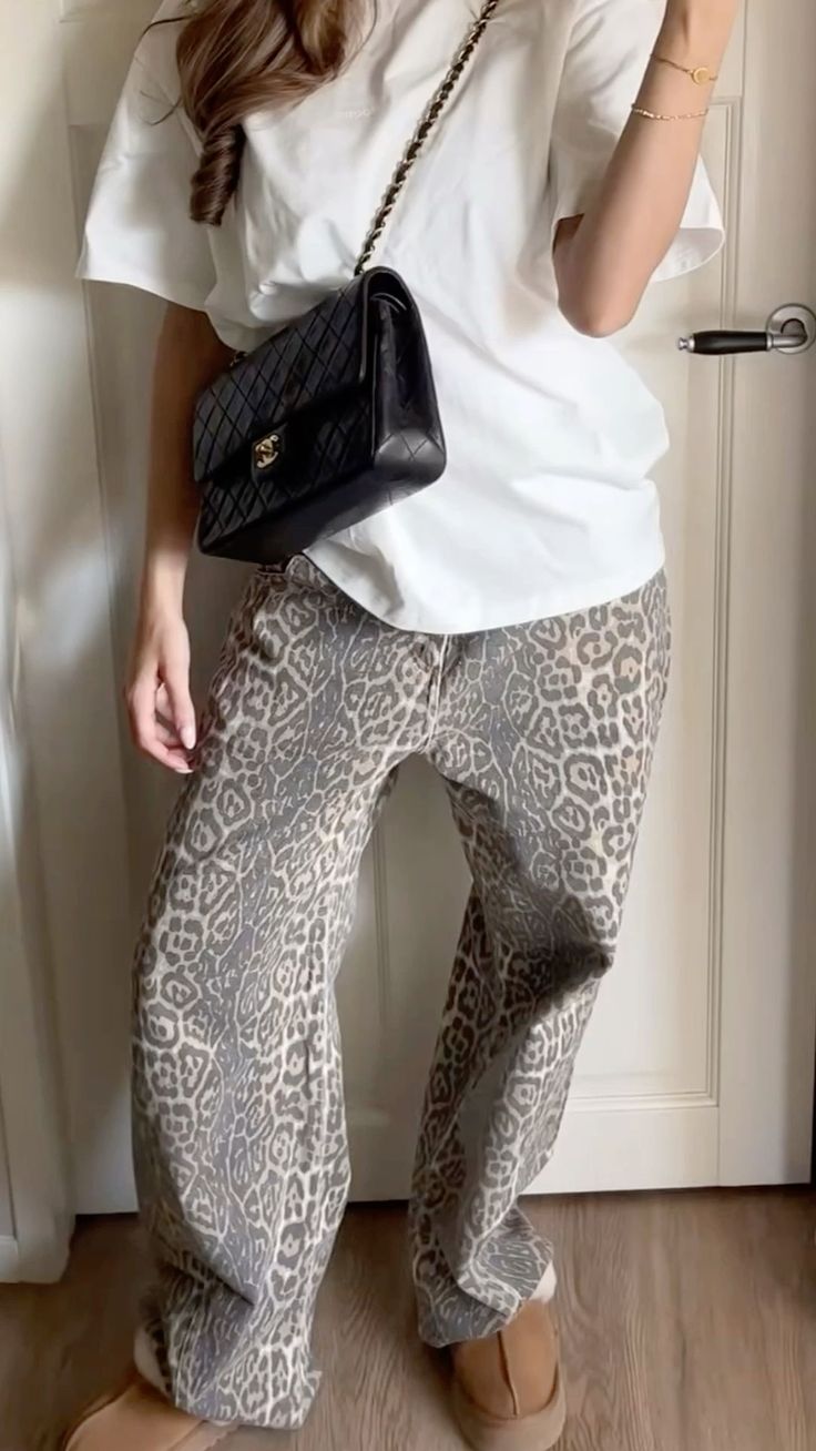 Bibi - Oversized Denim Leopard Pants